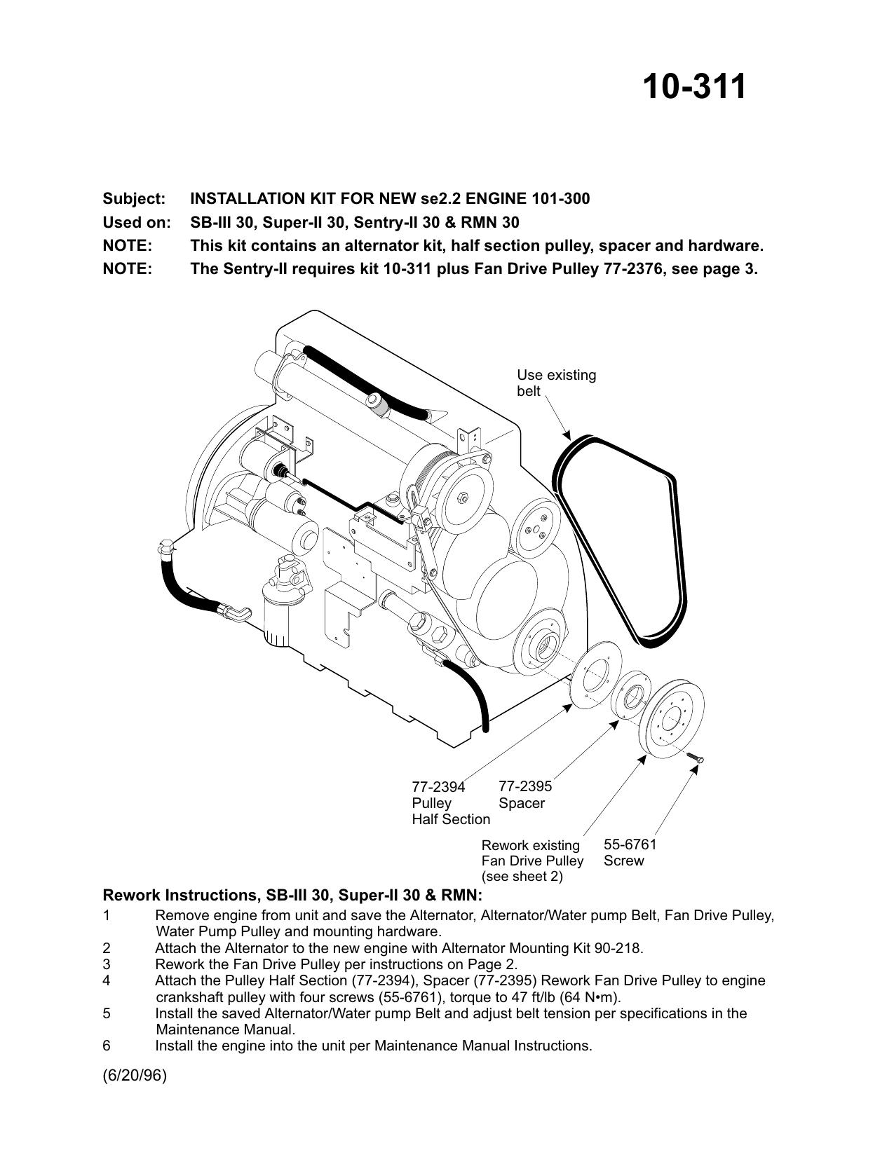 Installation Kit For New se2.2 Engine 101-300 for SB-III 30, Super-II 30 & RMN 30 by Thermo King Service Parts