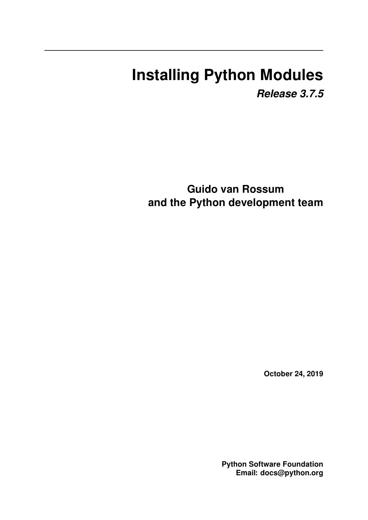 Installing Python Modules by Guido van Rossum & the Python development team