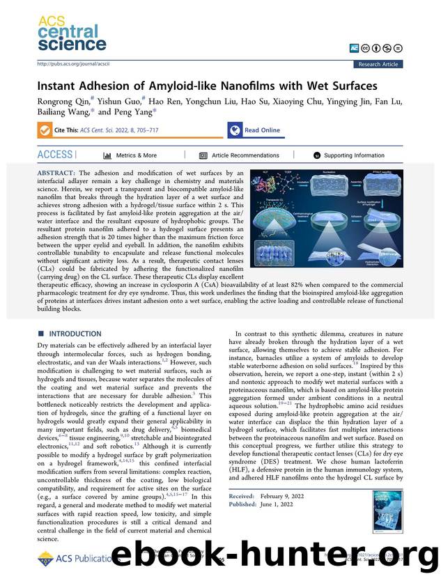 Instant Adhesion of Amyloid-like Nanofilms with Wet Surfaces by unknow