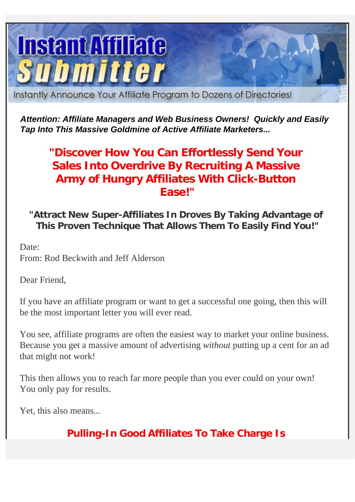Instant Affiliate Submitter. by Best of Kuszter's Collection