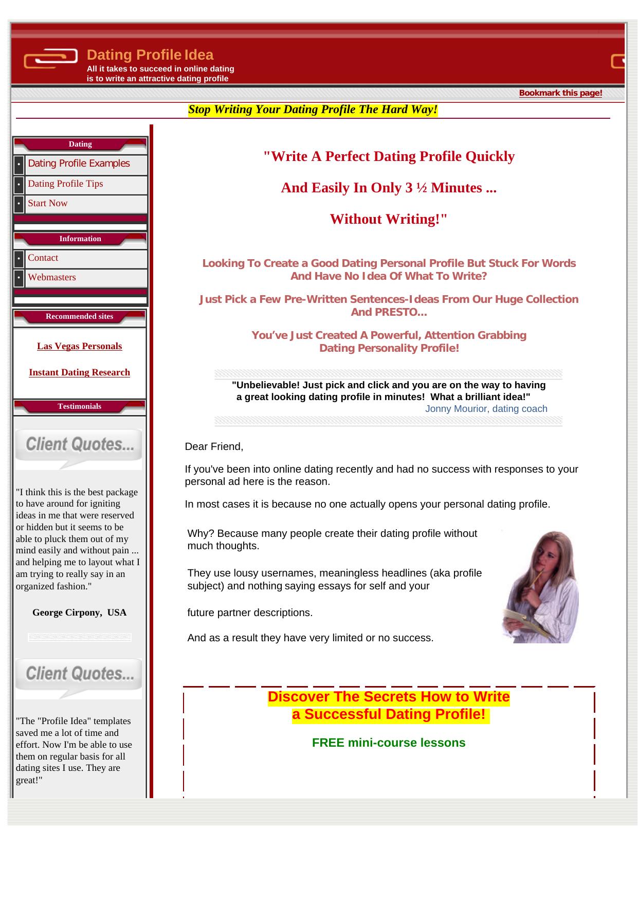 Instant Dating Profile Idea. by Best of Kuszter's Collection