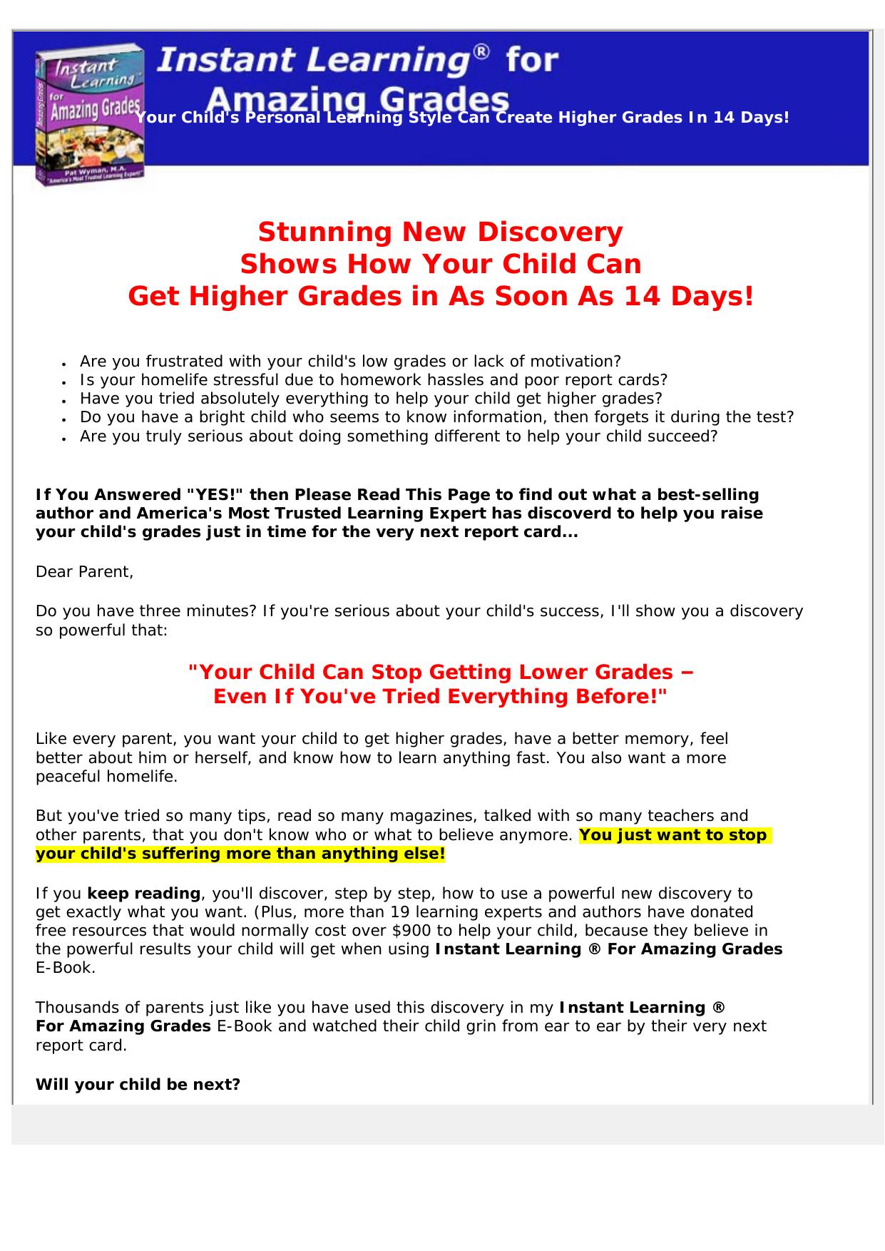 Instant Learning For Amazing Grades. by Best of Kuszter's Collection