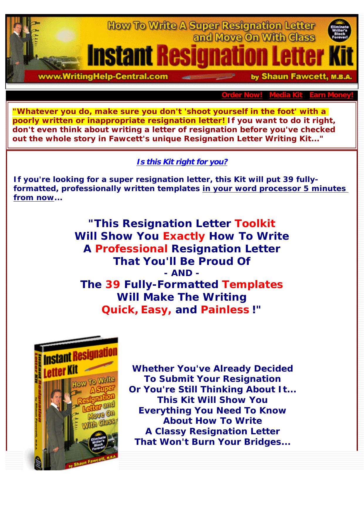 Instant Resignation Letter Kit. by Best of Kuszter's Collection
