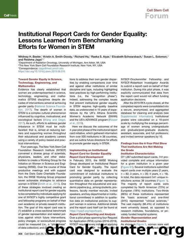 Institutional Report Cards for Gender Equality: Lessons Learned from Benchmarking Efforts for Women in STEM by unknow