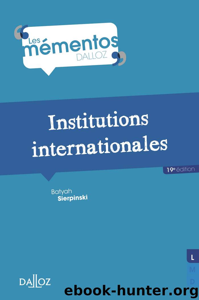 Institutions internationales by Batyah Sierpinski