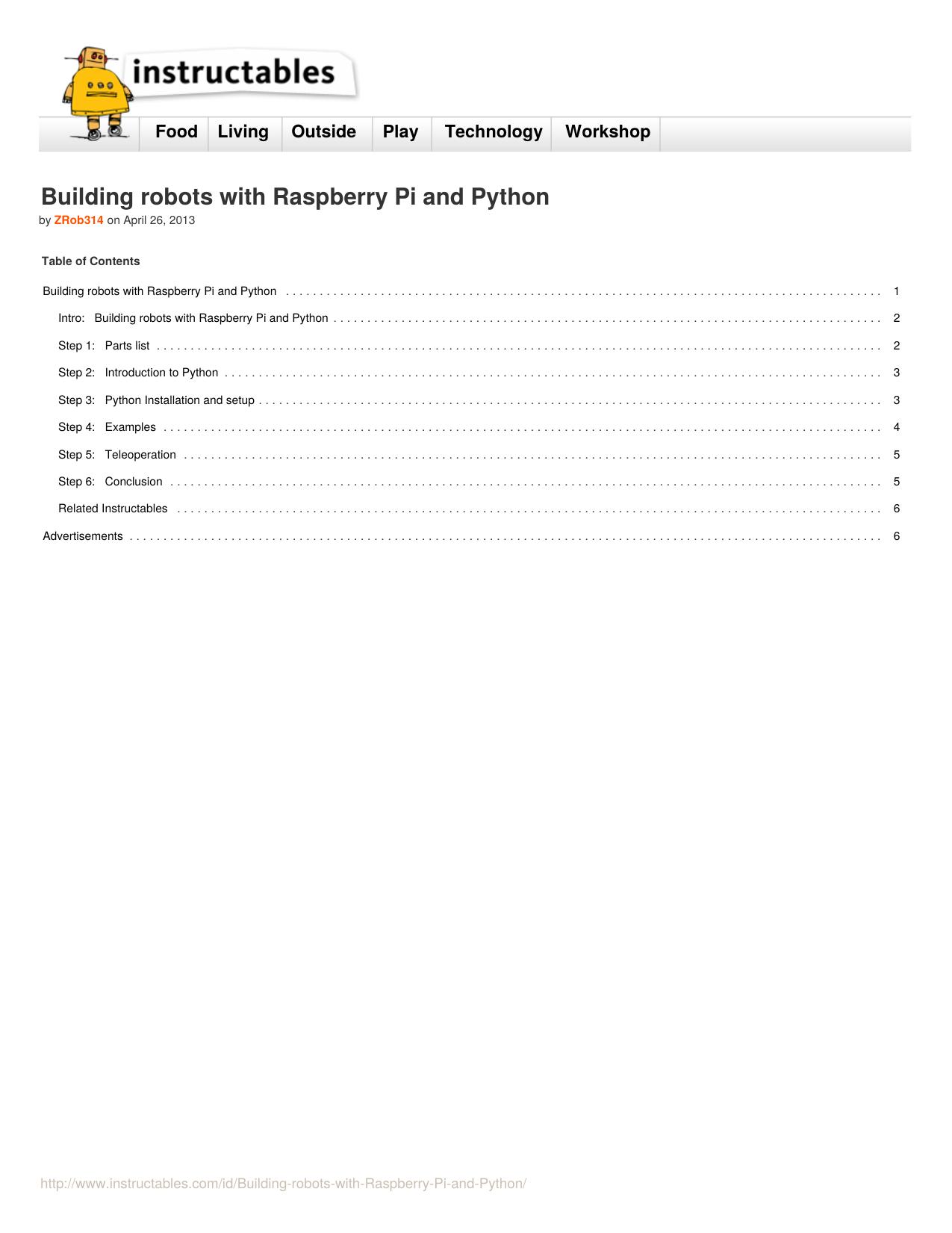 Instructables.com - Building robots with Raspberry Pi and Python by Unknown