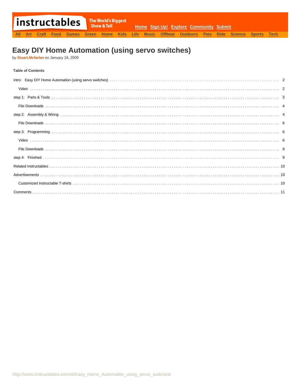 Instructables.com - Easy DIY Home Automation (using servo switches) by Unknown