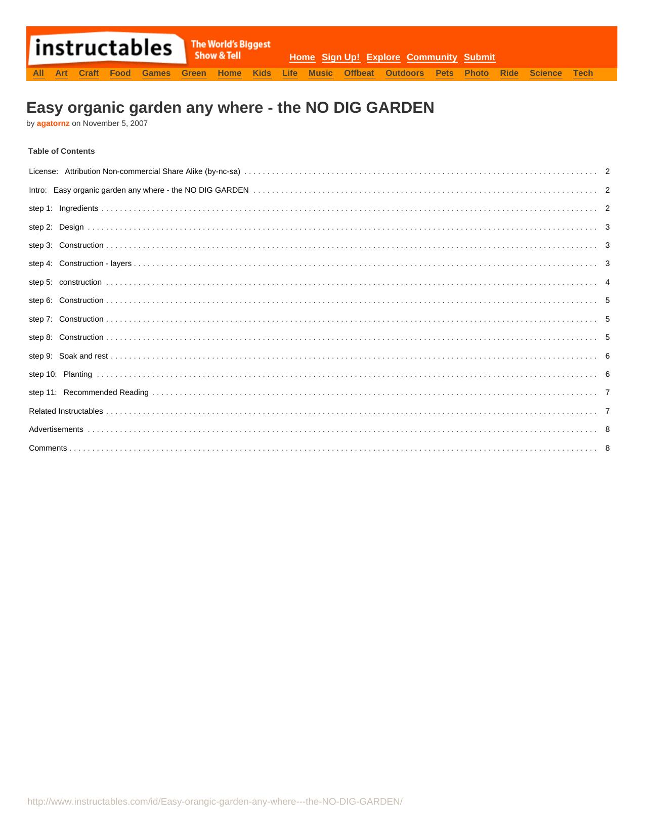 Instructables.com - Easy organic garden any where - the NO DIG GARDEN by Unknown