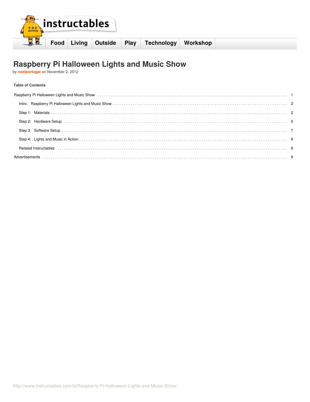 Instructables.com - Raspberry Pi Halloween Lights and Music Show by Unknown