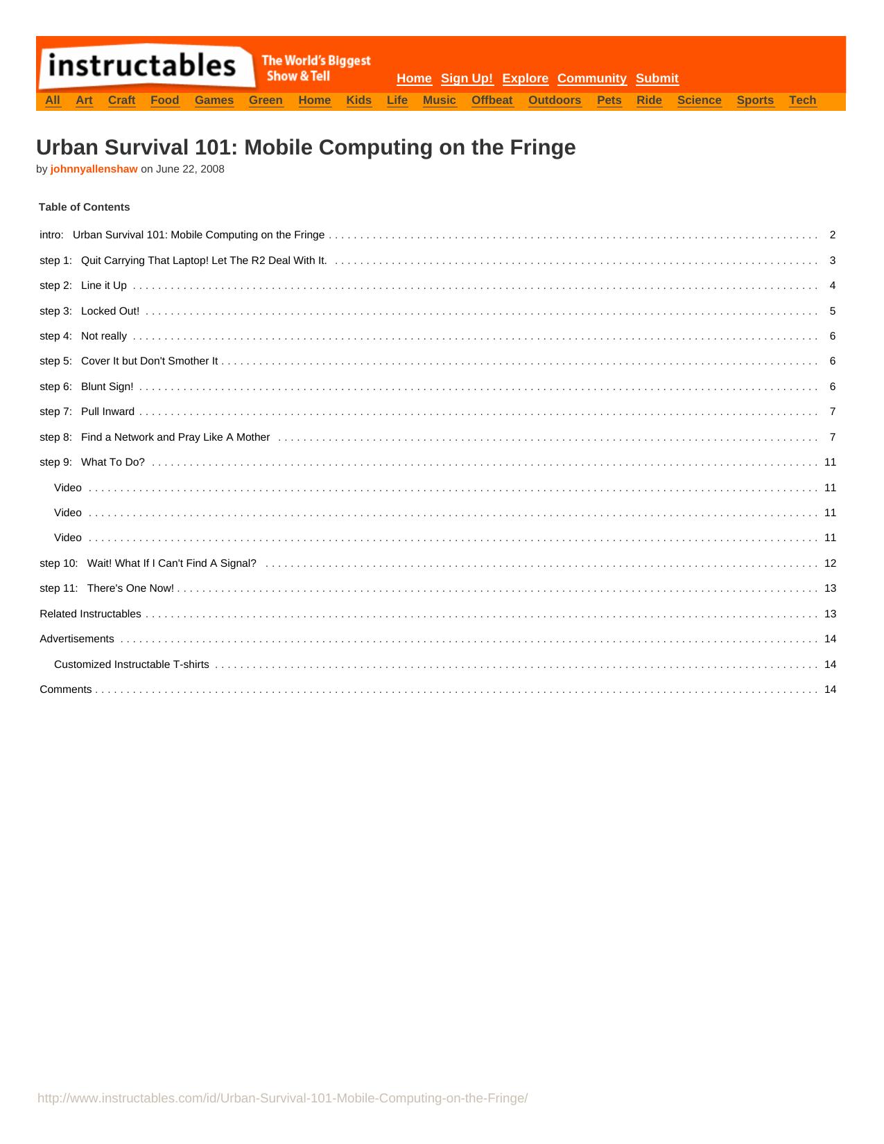 Instructables.com - Urban Survival 101: Mobile Computing on the Fringe by Unknown