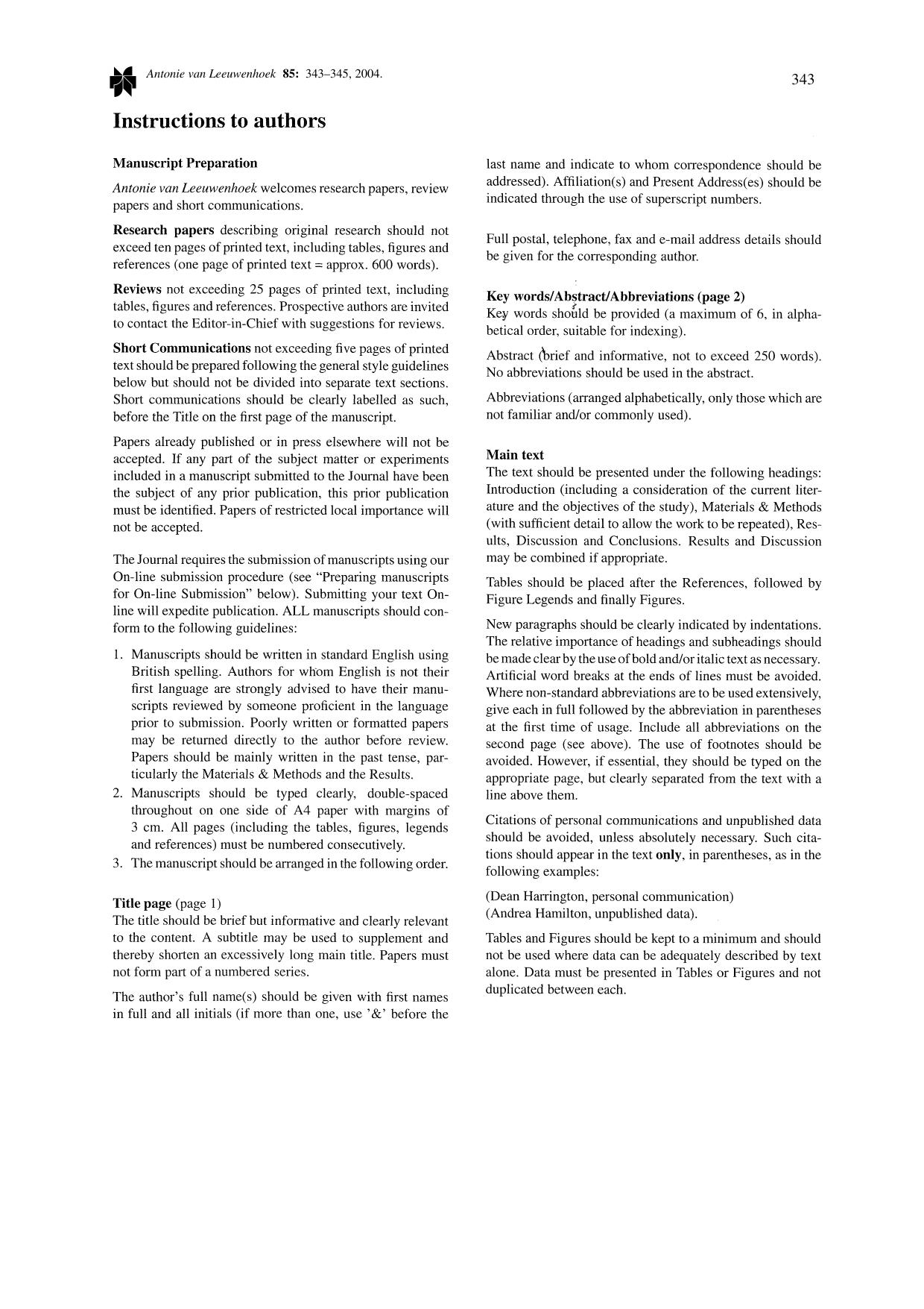 Instructions to authors by Unknown