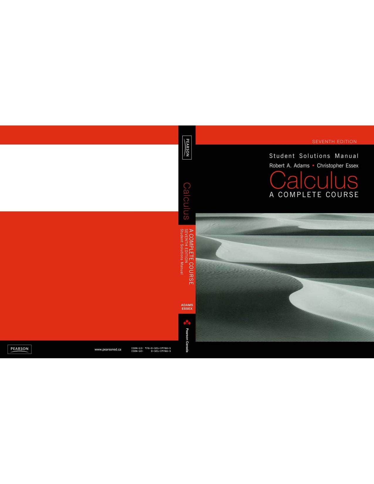 Instructor's resource CD-ROM [to accompany] Calculus: a complete course, 7th ed. [by] Adams, Essex by R A Adams; Christopher Essex