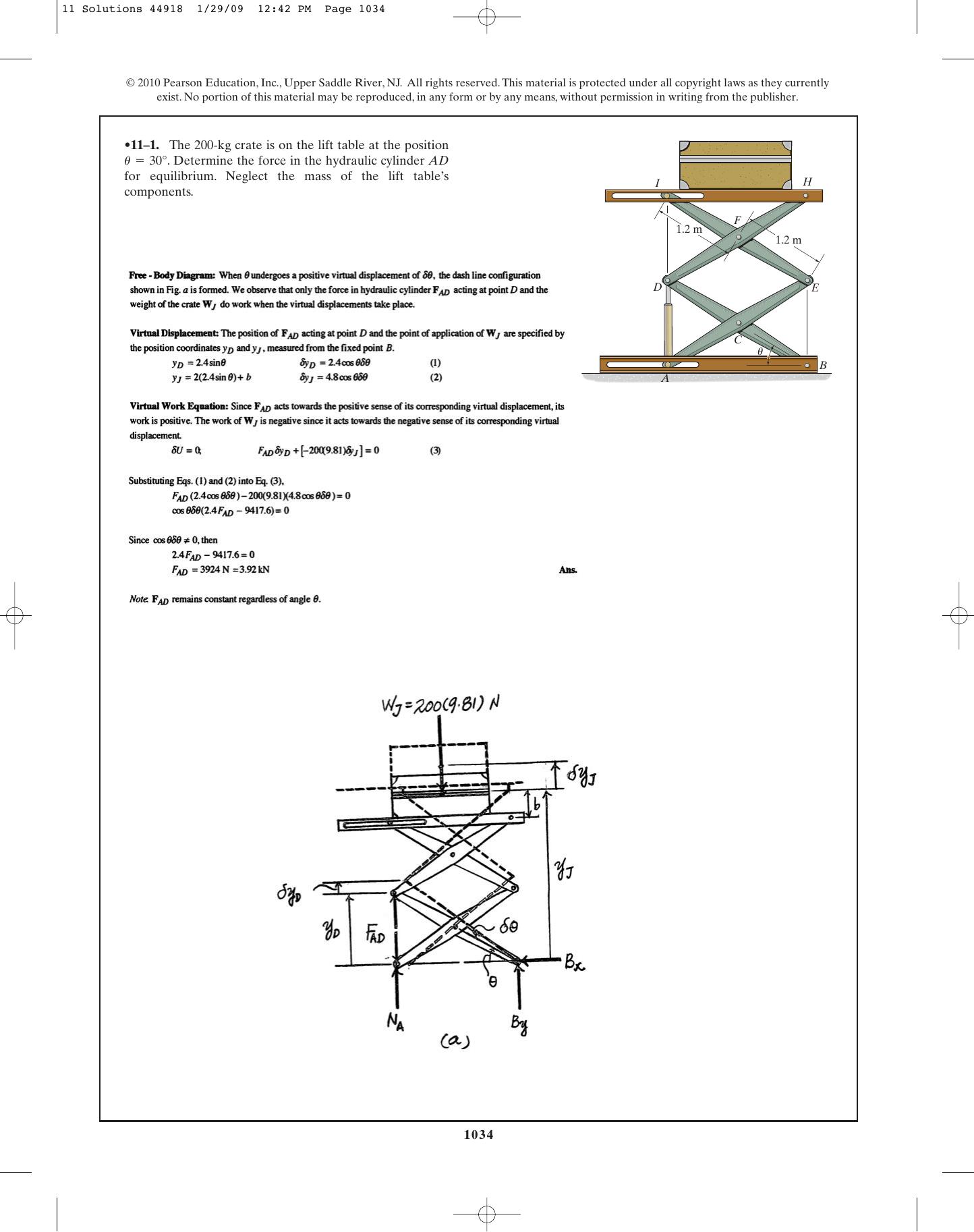 Instructorâs Solutions Manual for Engineering Mechanics: Statics (ch11) by Hibbeler R. C