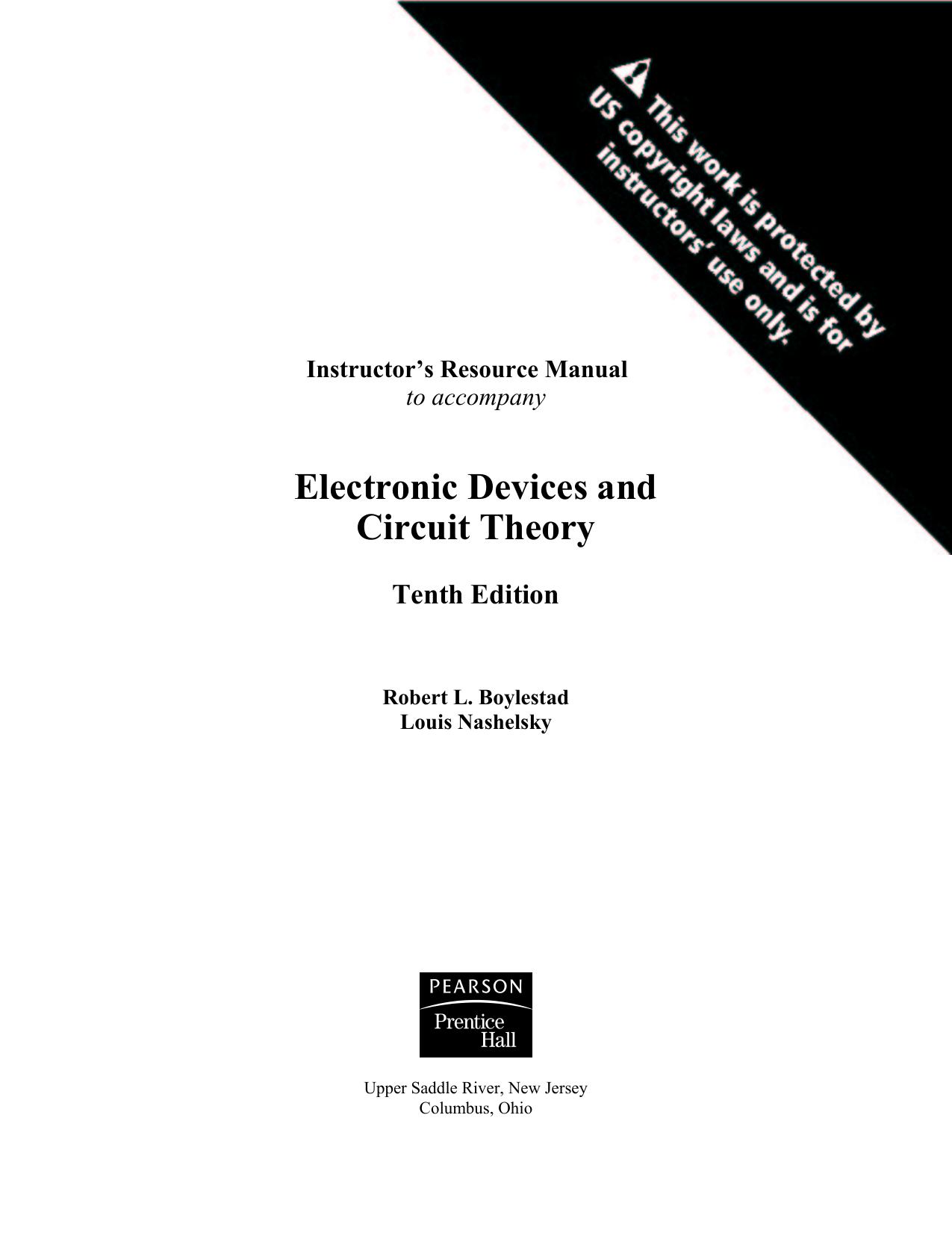 Instructors solution manual to electronic devices and circuit theory by Robert L.Boylestead Louis Nashelsky