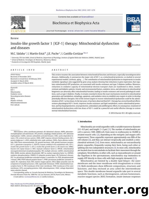 Insulin-like growth factor 1 (IGF-1) therapy: Mitochondrial dysfunction and diseases by M.C. Sádaba & I. Martín-Estal & J.E. Puche & I. Castilla-Cortázar