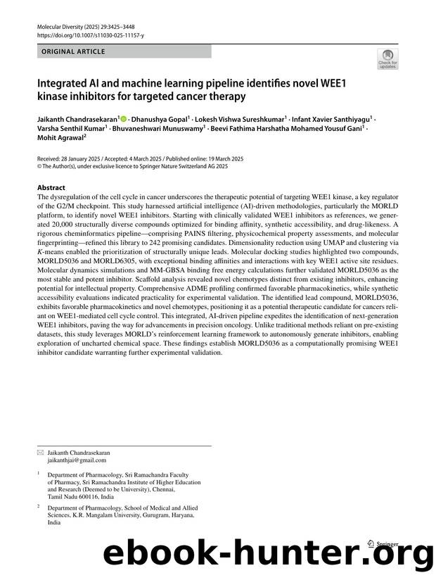 Integrated AI and machine learning pipeline identifies novel WEE1 kinase inhibitors for targeted cancer therapy by unknow