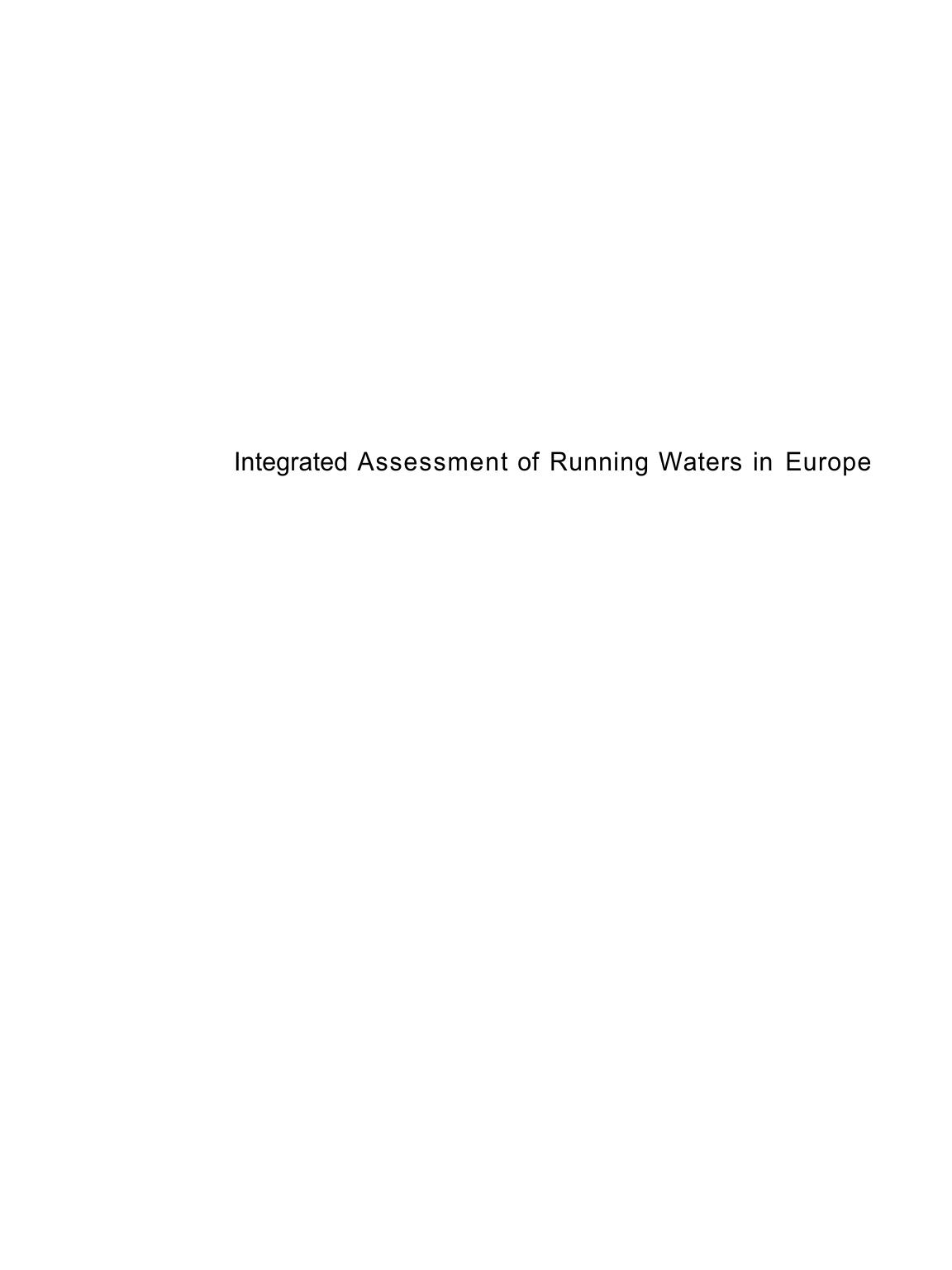 Integrated Assessment of Running Waters in Europe by unknow