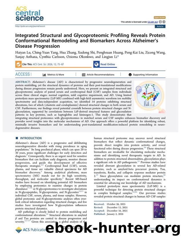 Integrated Structural and Glycoproteomic Profiling Reveals Protein Conformational Remodeling and Biomarkers Across Alzheimerâs Disease Progression by unknow