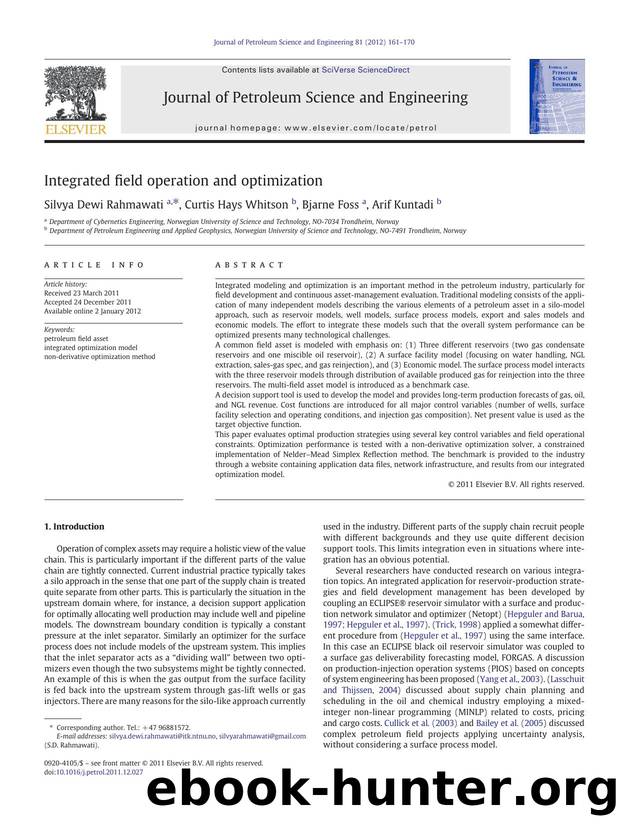 Integrated field operation and optimization by Silvya Dewi Rahmawati & Curtis Hays Whitson & Bjarne Foss & Arif Kuntadi