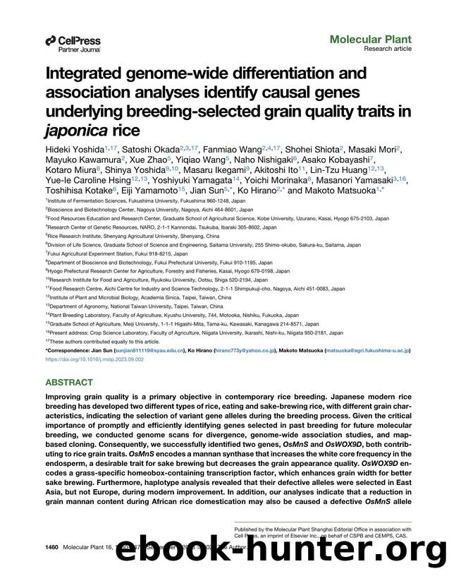 Integrated genome-wide differentiation and association analyses identify causal genes underlying breeding-selected grain quality traits in japonica rice by unknow