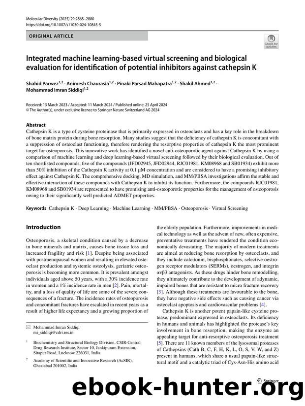 Integrated machine learning-based virtual screening and biological evaluation for identification of potential inhibitors against cathepsin K by unknow