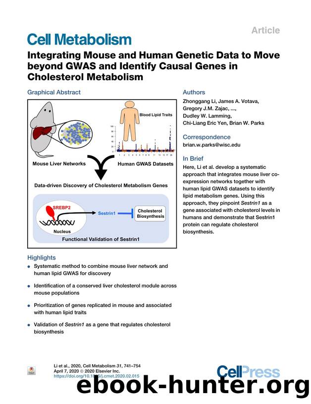 Integrating Mouse and Human Genetic Data to Move beyond GWAS and Identify Causal Genes in Cholesterol Metabolism by unknow
