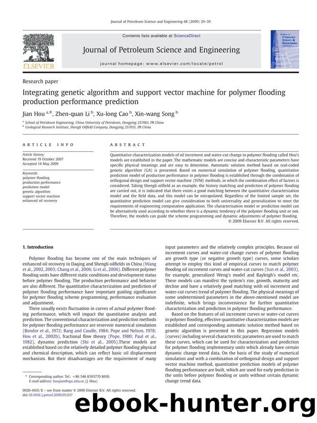 Integrating genetic algorithm and support vector machine for polymer flooding production performance prediction by Jian Hou; Zhen-quan Li; Xu-long Cao; Xin-wang Song