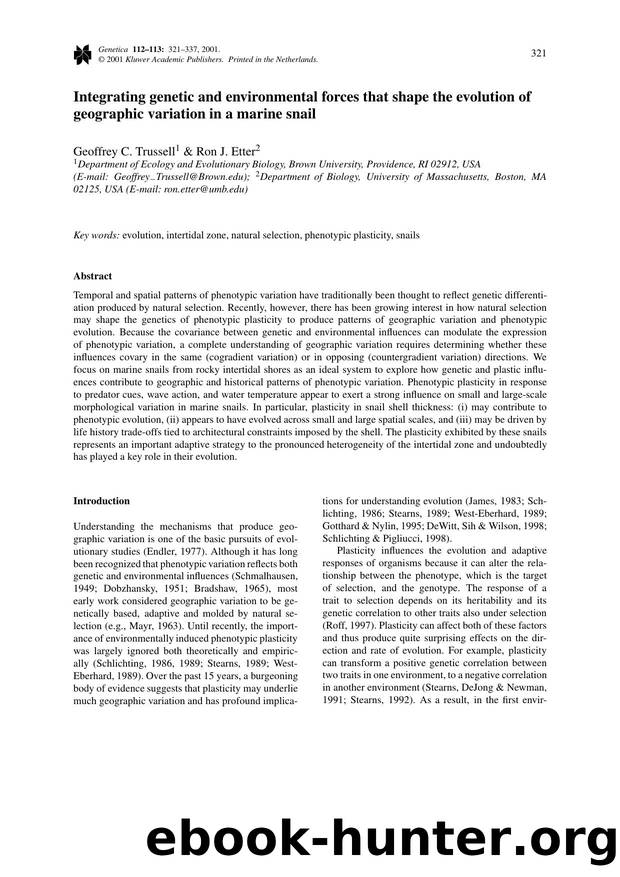 Integrating genetic and environmental forces that shape the evolution of geographic variation in a marine snail by Unknown