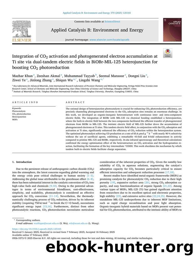 Integration of CO2 activation and photogenerated electron accumulation at Ti site via dual-tandem electric fields in BiOBr-MIL-125 heterojunction for boosting CO2 photoreduction by unknow