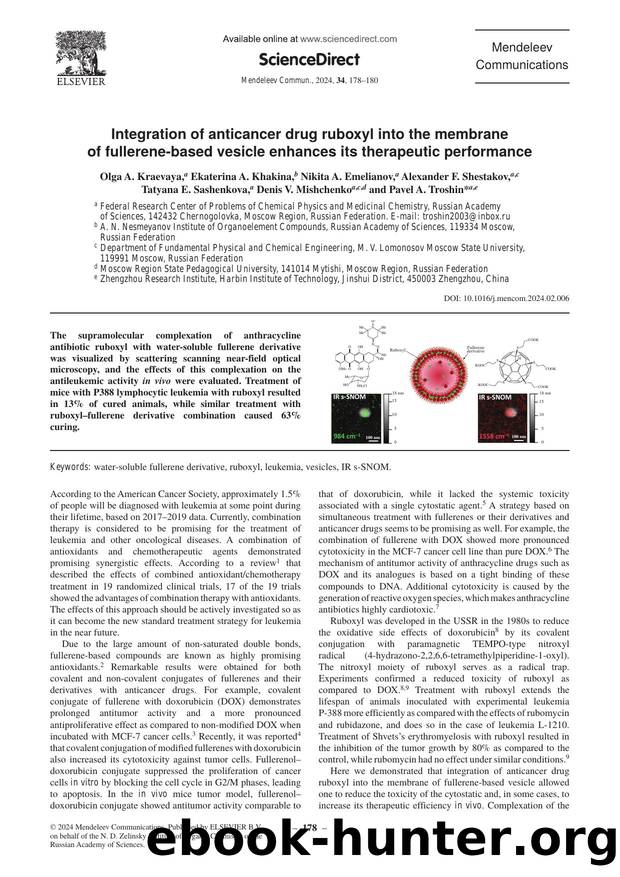 Integration of anticancer drug ruboxyl into the membrane of fullerene-based vesicle enhances its therapeutic performance by unknow