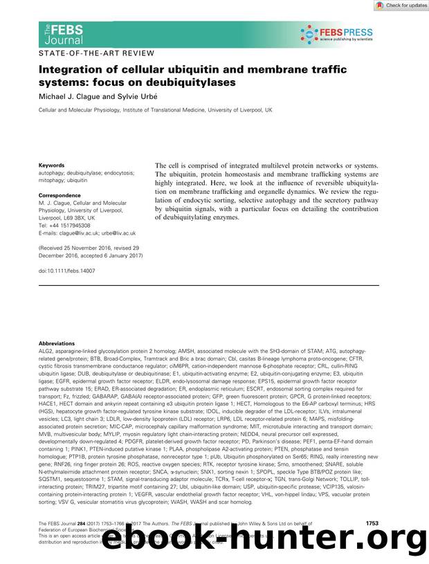 Integration of cellular ubiquitin and membrane traffic systems: focus on deubiquitylases by Unknown