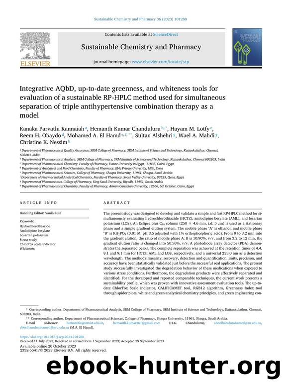 Integrative AQbD, up-to-date greenness, and whiteness tools for evaluation of a sustainable RP-HPLC method used for simultaneous separation of triple antihypertensive combination therapy as a model by unknow