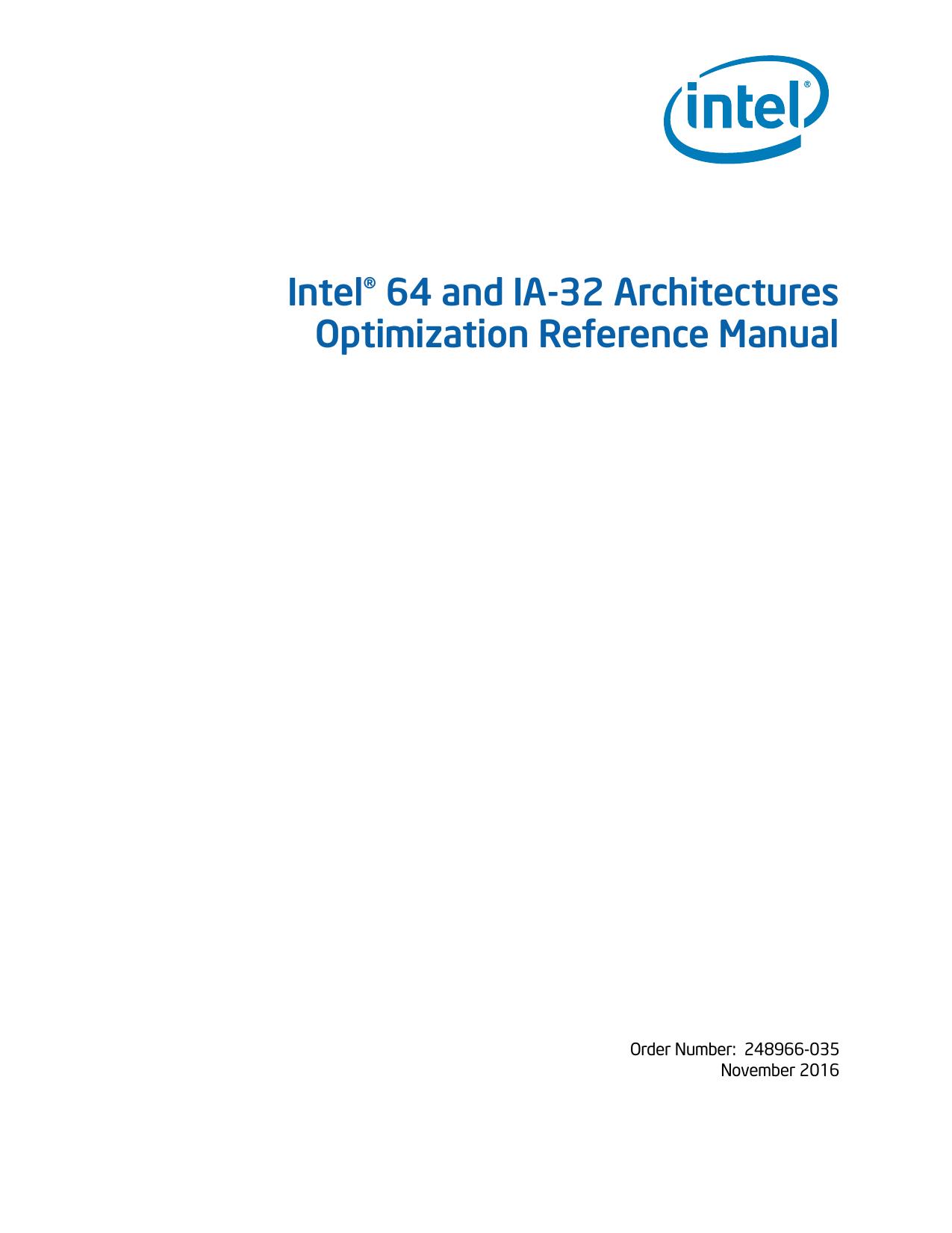 IntelÂ® 64 and IA-32 Architectures Optimization Reference Manual by coll