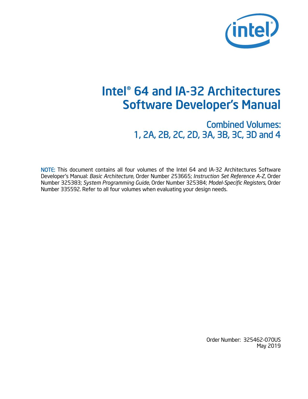 IntelÂ® 64 and IA-32 Architectures Software Developerâs Manual Volume 1: Basic Architecture by coll
