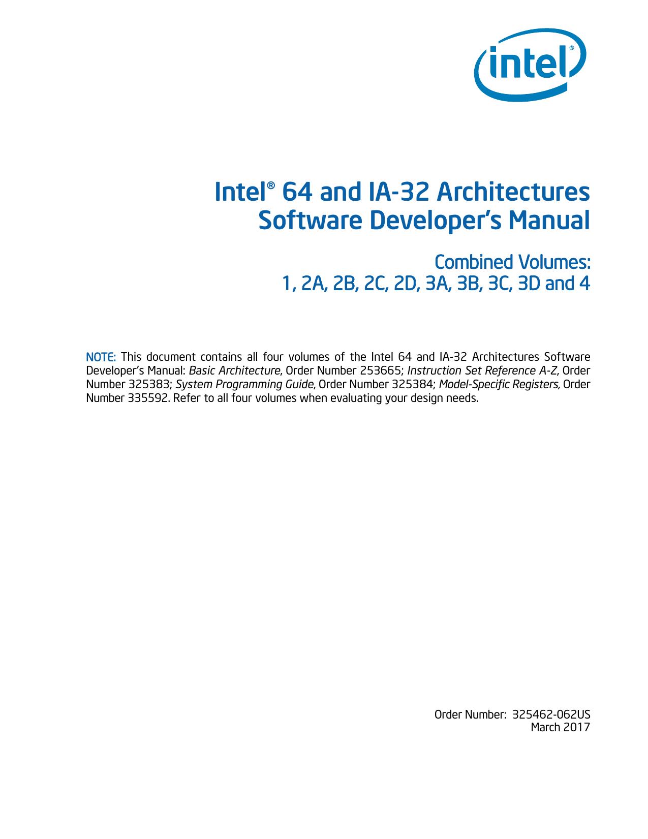 IntelÂ® 64 and IA-32 Architectures Software Developerâs Manual by Intel Corporation