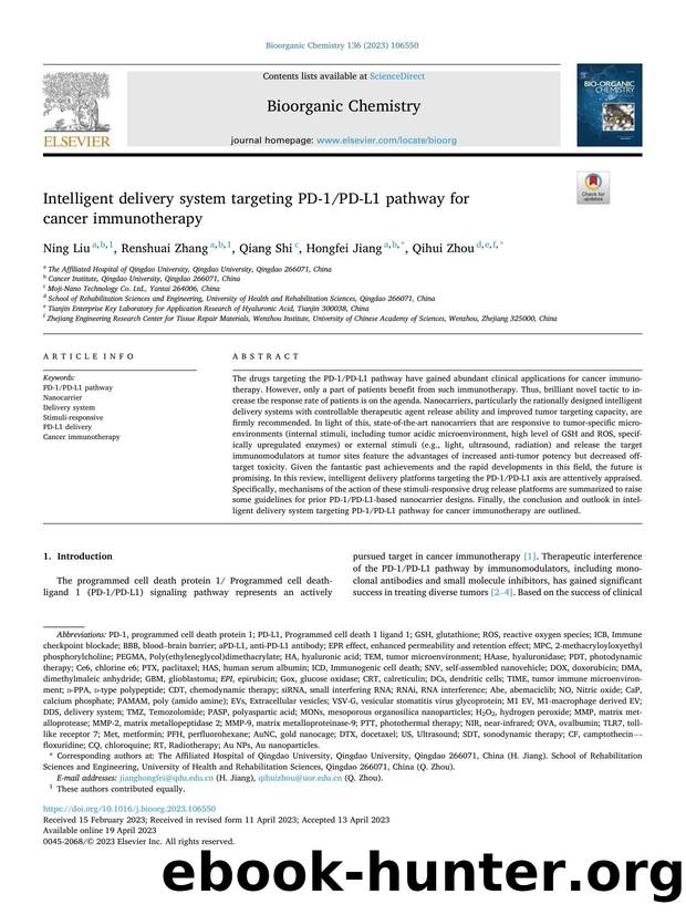 Intelligent delivery system targeting PD-1PD-L1 pathway for cancer immunotherapy by Ning Liu & Renshuai Zhang & Qiang Shi & Hongfei Jiang & Qihui Zhou