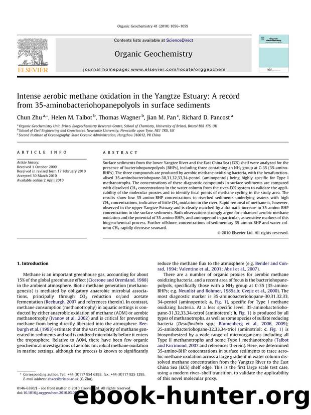 Intense aerobic methane oxidation in the Yangtze Estuary: A record from 35-aminobacteriohopanepolyols in surface sediments by Chun Zhu & Helen M. Talbot & Thomas Wagner & Jian M. Pan & Richard D. Pancost