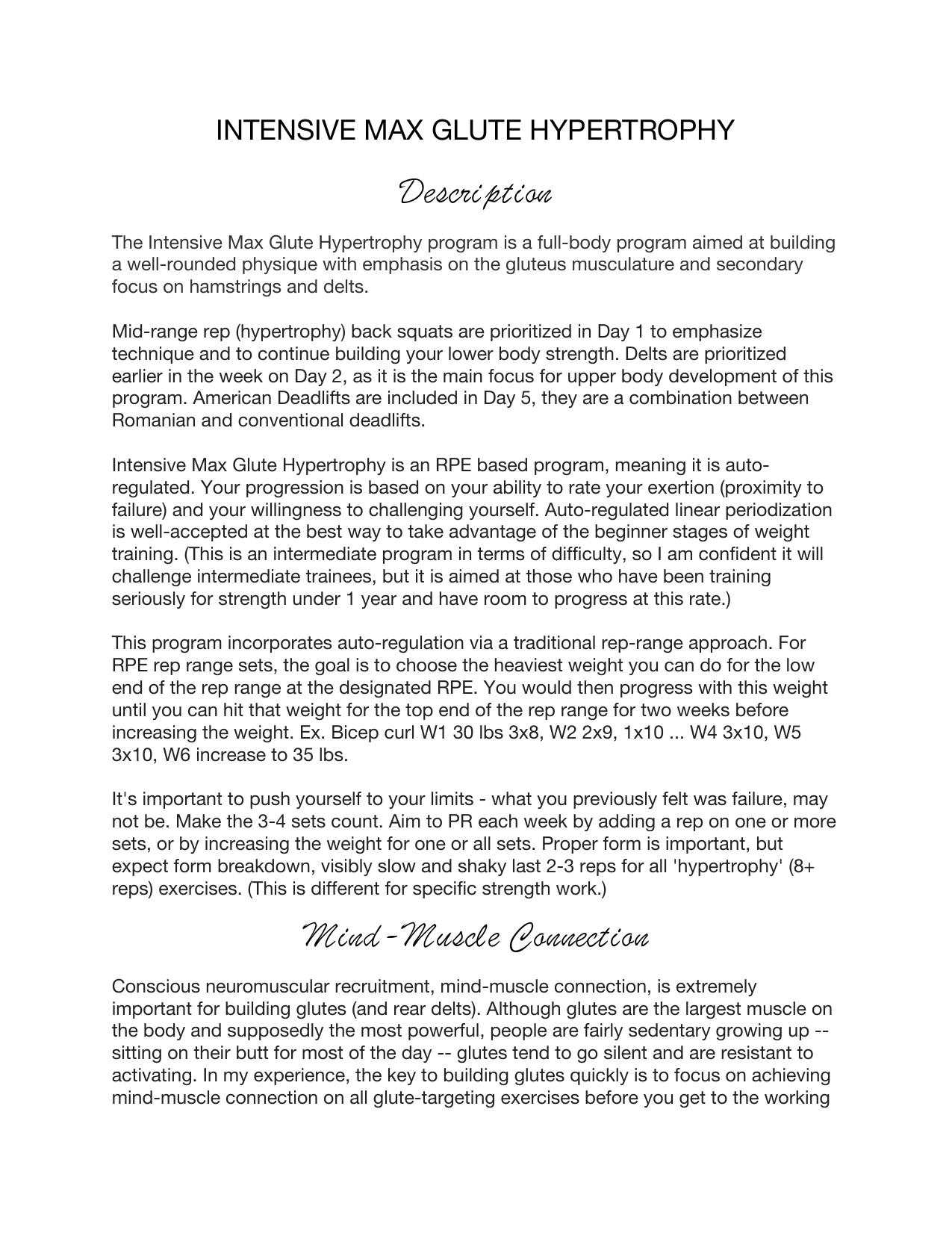 Intensive Max Glute Hypertrophy Program by Robin Gallant