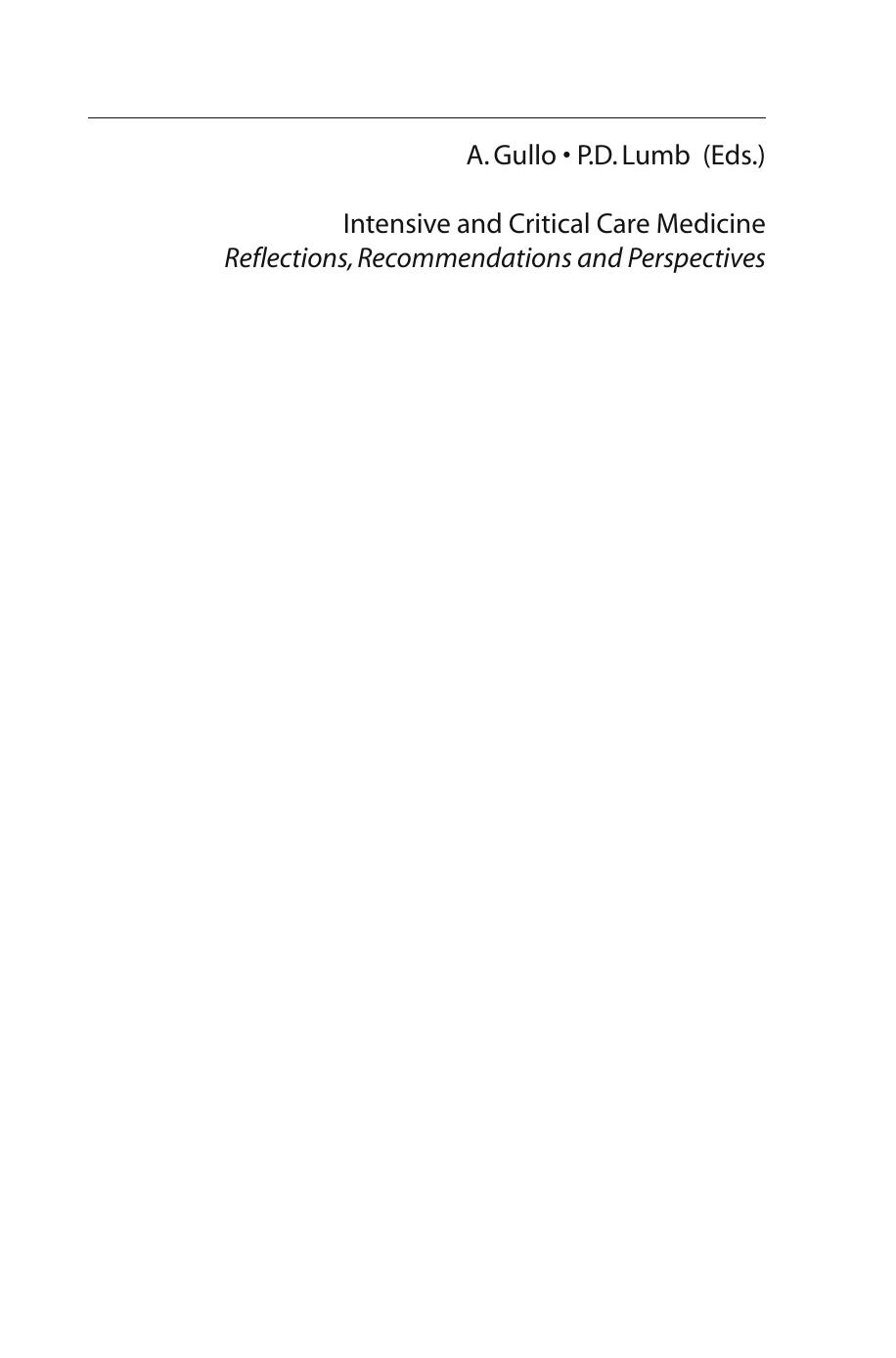 Intensive and Critical Care Medicine by Unknown