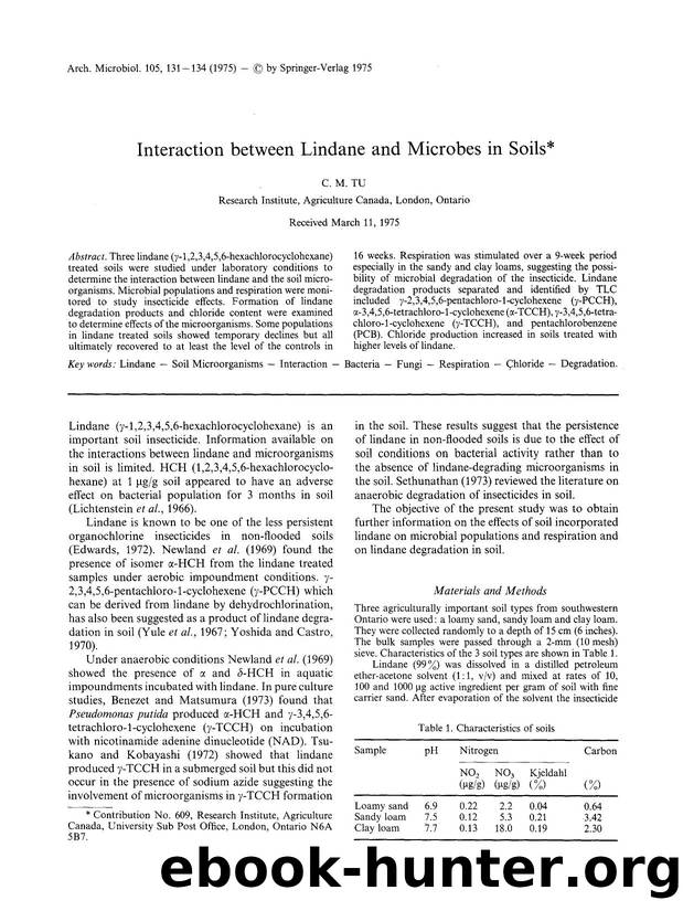 Interaction between lindane and microbes in soils by Unknown