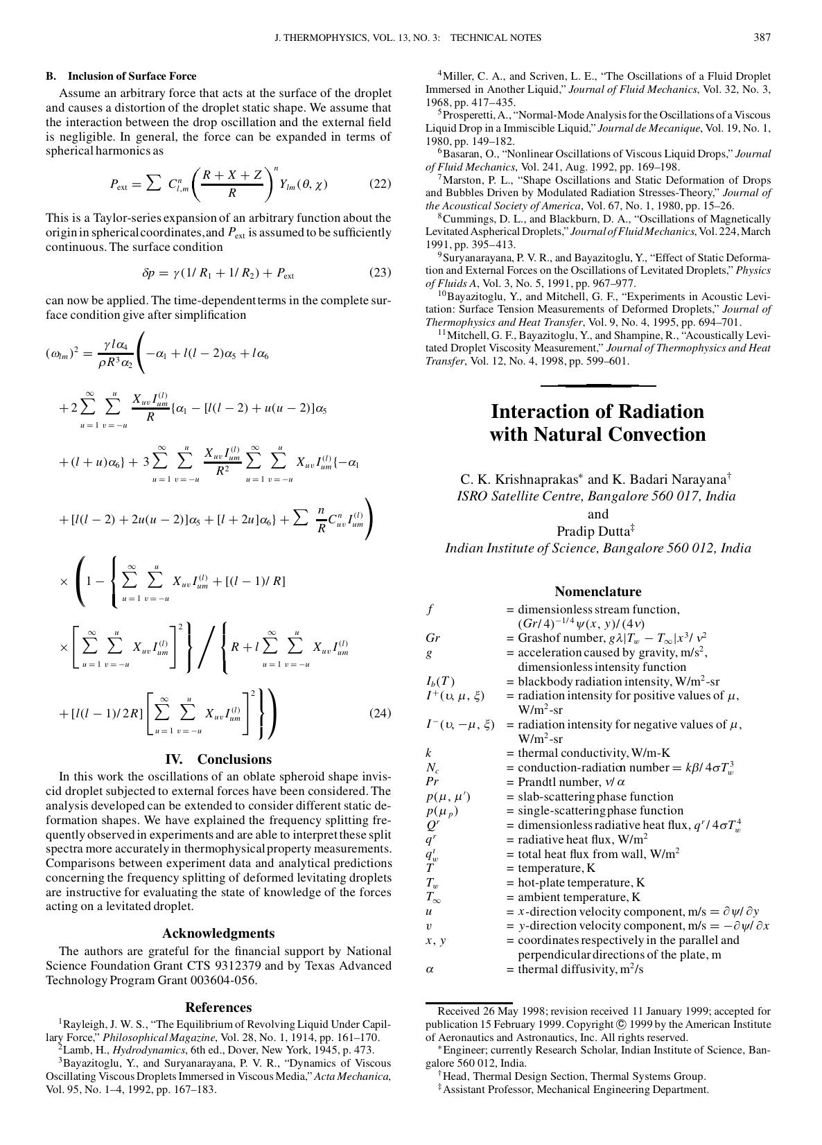 Interaction of Radiation with Natural Convection by Unknown