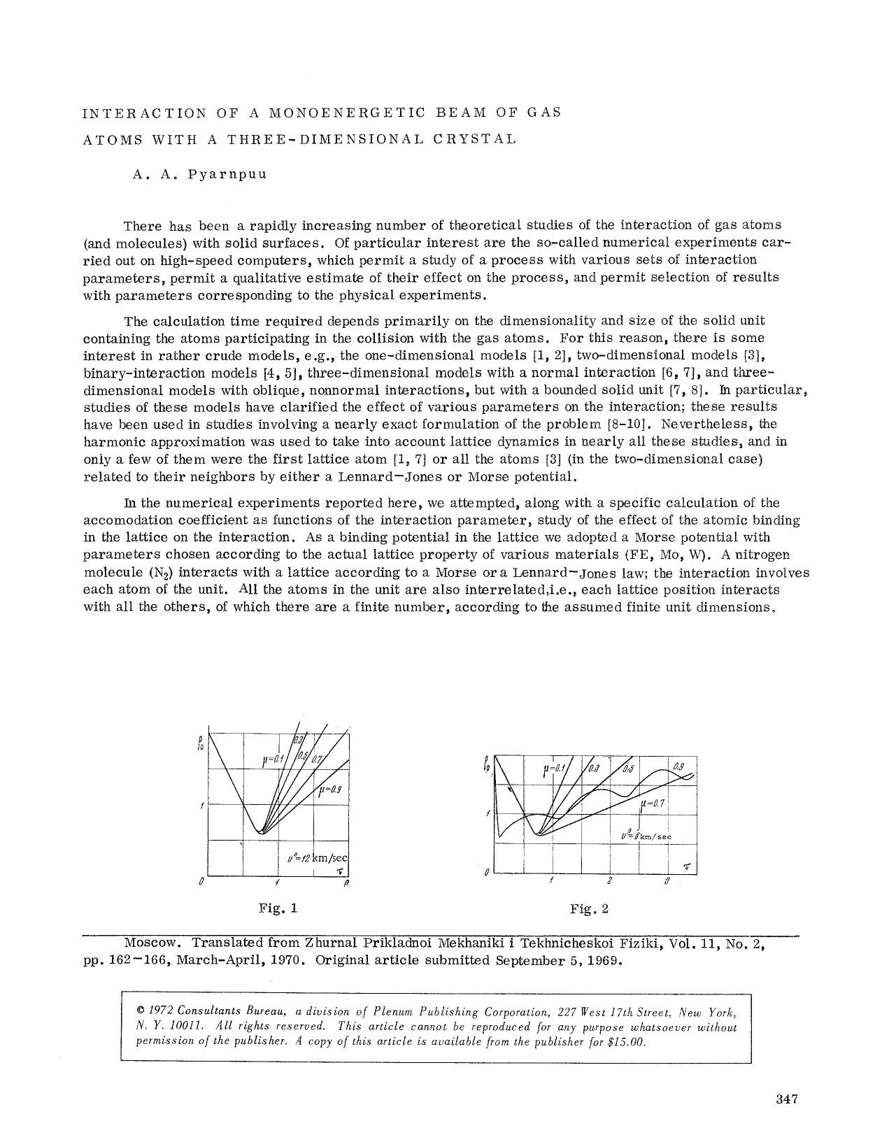 Interaction of a monoenergetic beam of gas atoms with a three-dimensional crystal by Unknown