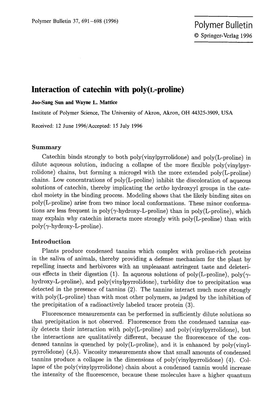 Interaction of catechin with poly(L-proline) by Unknown