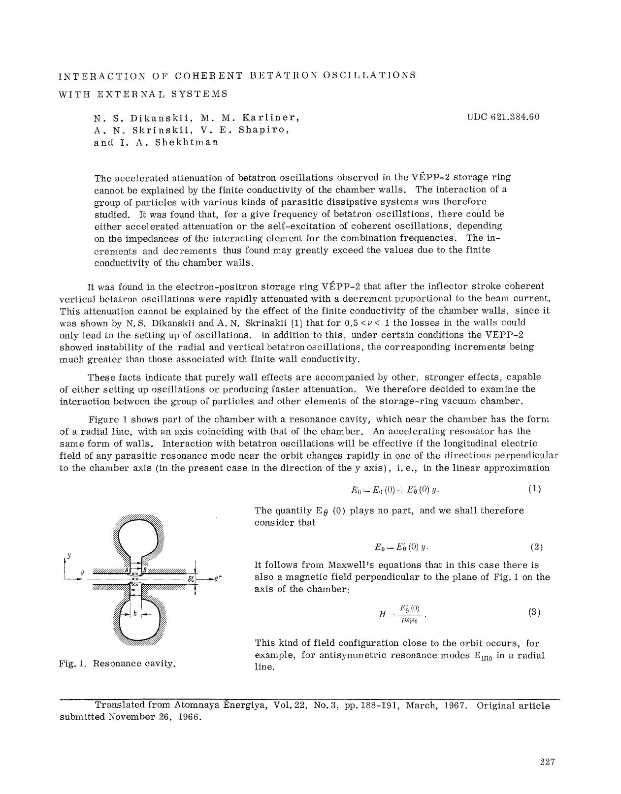 Interaction of coherent betatron oscillations with external systems by Unknown
