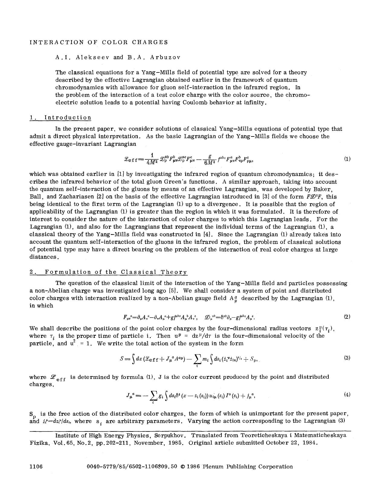 Interaction of color charges by Unknown