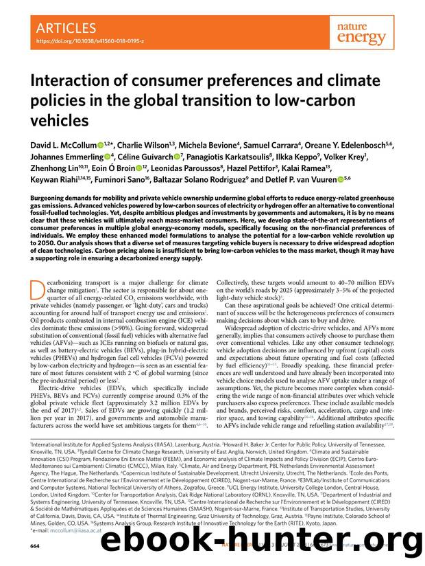 Interaction of consumer preferences and climate policies in the global transition to low-carbon vehicles by unknow