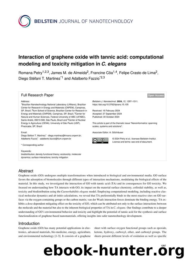 Interaction of graphene oxide with tannic acid: computational modeling and toxicity mitigation in C. elegans by unknow