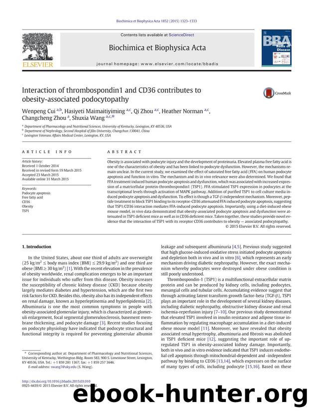 Interaction of thrombospondin1 and CD36 contributes to obesity-associated podocytopathy by Wenpeng Cui & Hasiyeti Maimaitiyiming & Qi Zhou & Heather Norman & Changcheng Zhou & Shuxia Wang