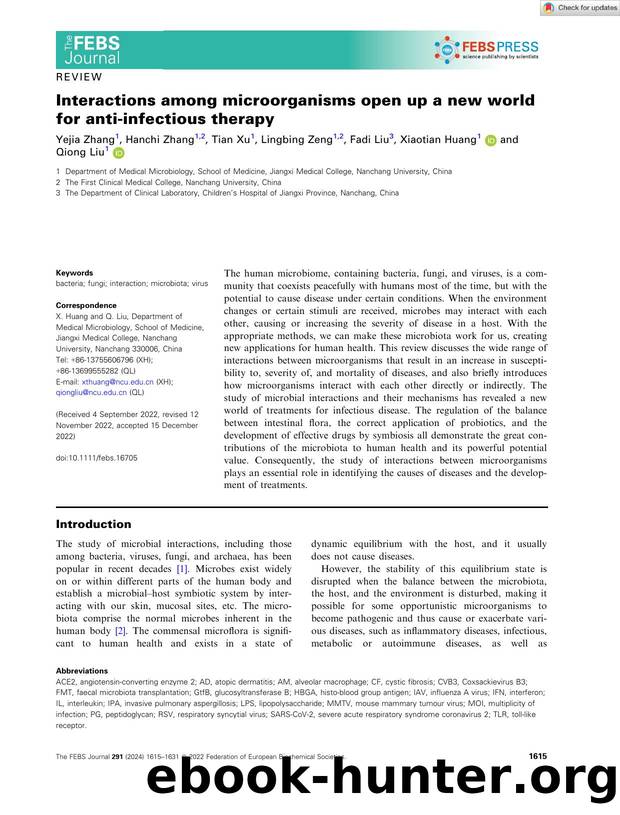 Interactions among microorganisms open up a new world for antiâinfectious therapy by Unknown