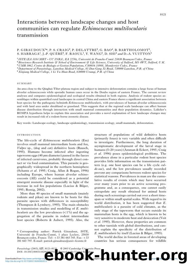 Interactions between landscape changes and host communities can regulate Echinococcus multilocularis transmission by unknow
